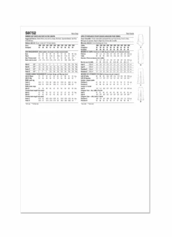 Simplicity 9752 Sewing Pattern Women's Knit Skirts And Trousers -Jaycotts Shop S9752 envelope back