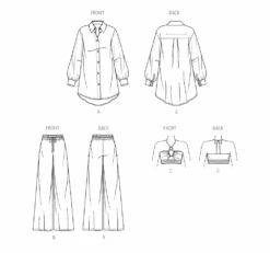 Simplicity 9756 Sewing Pattern Misses' And Women's Shirt, Pants And Halter Top -Jaycotts Shop S9756 line art