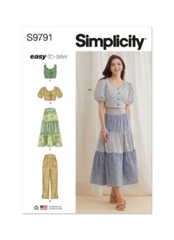 Simplicity Sewing Pattern 9791 Tops, Skirt And Pants -Jaycotts Shop S9791 envelope front