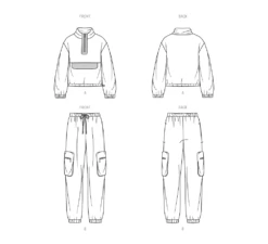 Simplicity Sewing Pattern 9828 Unisex Sweatshirt And Pants -Jaycotts Shop S9828 line art