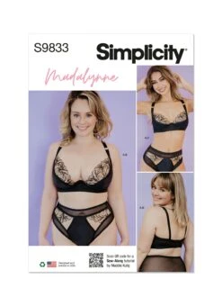 Simplicity Sewing Pattern 9833 Bra, Panty And Thong By Madalynne Intimates -Jaycotts Shop S9833 envelope front