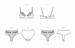 Simplicity Sewing Pattern 9833 Bra, Panty And Thong By Madalynne Intimates -Jaycotts Shop S9833 line art