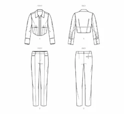 Simplicity Sewing Pattern 9855 Women's Shirt And Trousers -Jaycotts Shop S9855 line art