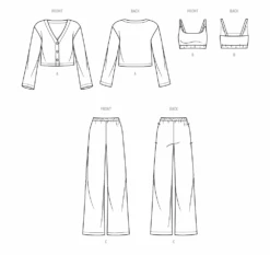 Simplicity Sewing Pattern 9857 Misses' Knit Loungewear -Jaycotts Shop S9857 line art