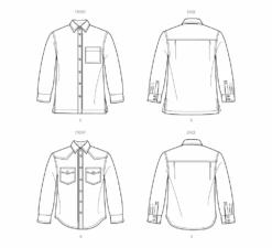 Simplicity Sewing Pattern 9859 Plus Size Unisex Shirts -Jaycotts Shop S9859 line art