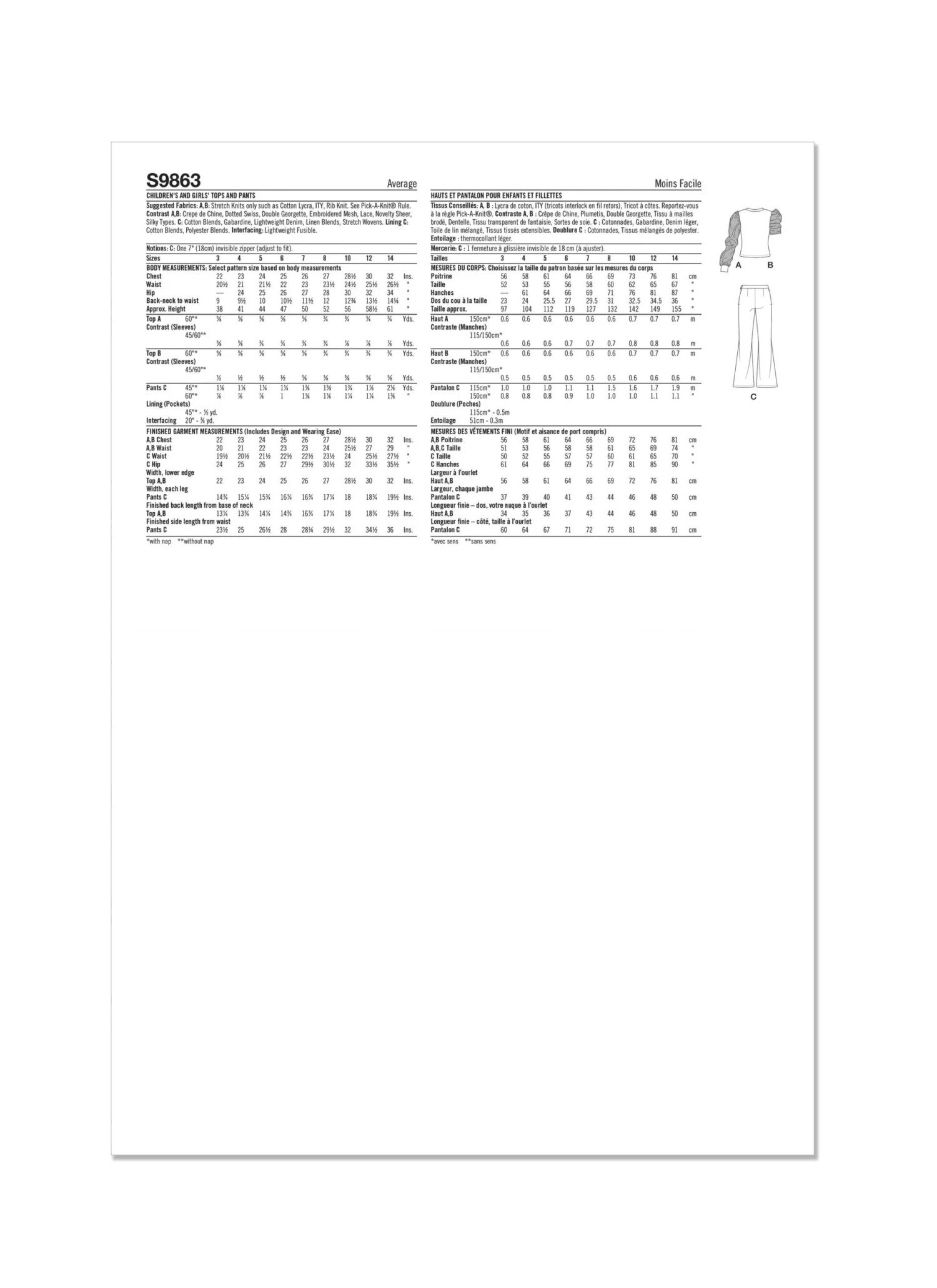Simplicity Sewing Pattern 9863 Girls' Top And Pants 6 Simplicity Sewing Pattern 9863 Girls' Top And Pants - Image 6