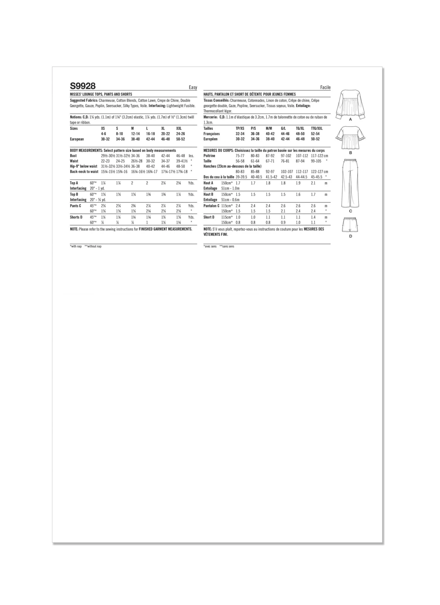 Simplicity Sewing Pattern 9928 Misses' Lounge Tops, Pants And Shorts 4 Simplicity Sewing Pattern 9928 Misses' Lounge Tops, Pants And Shorts - Image 4