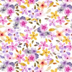 Spring Watercolours Organic Cotton Fabric, Springtime