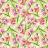 Spring Watercolours Organic Cotton Fabric, Twist Tulips