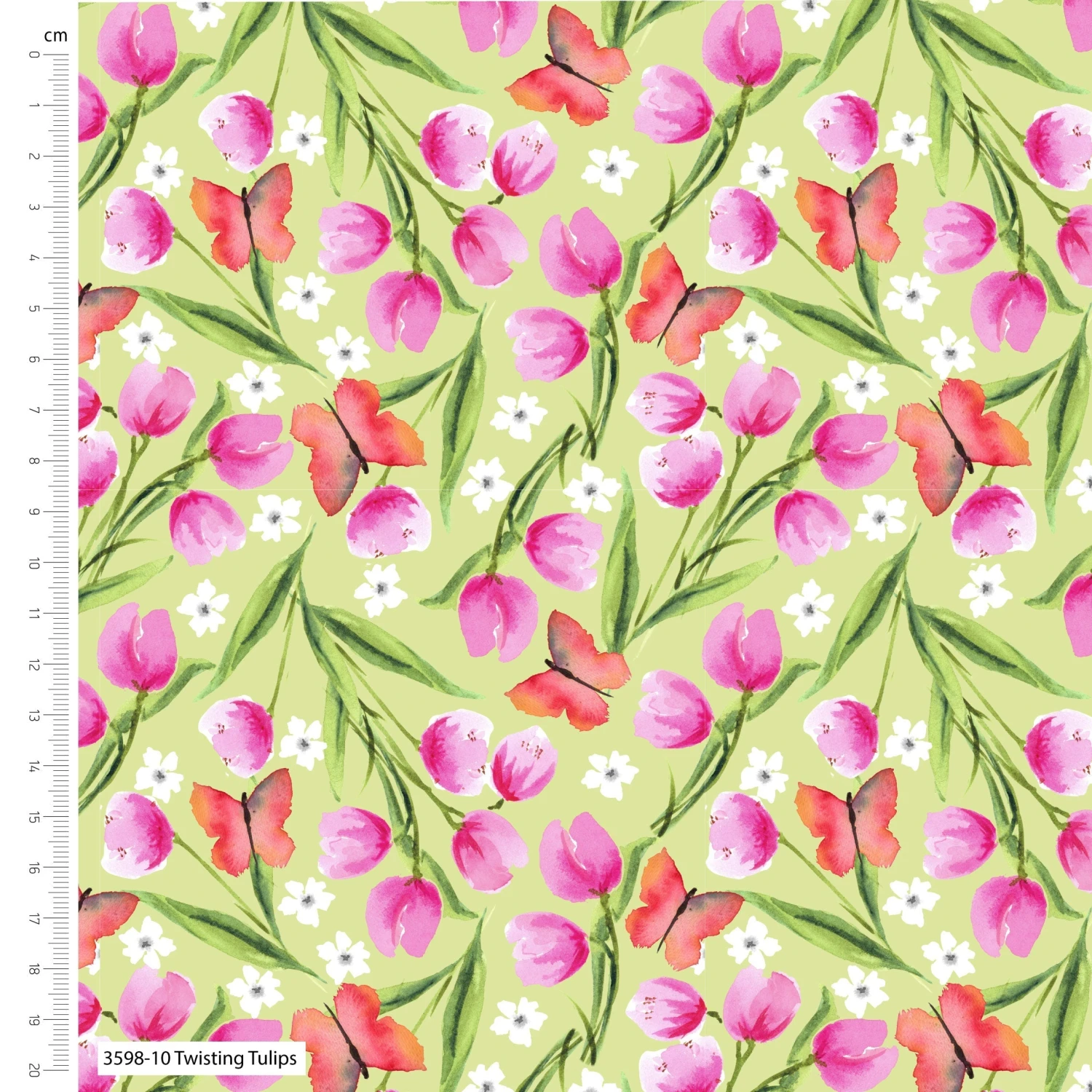 Spring Watercolours Organic Cotton Fabric, Twist Tulips 2 Spring Watercolours Organic Cotton Fabric, Twist Tulips - Image 2