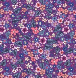 Rainbow Garden Organic Cotton Fabric, Purple