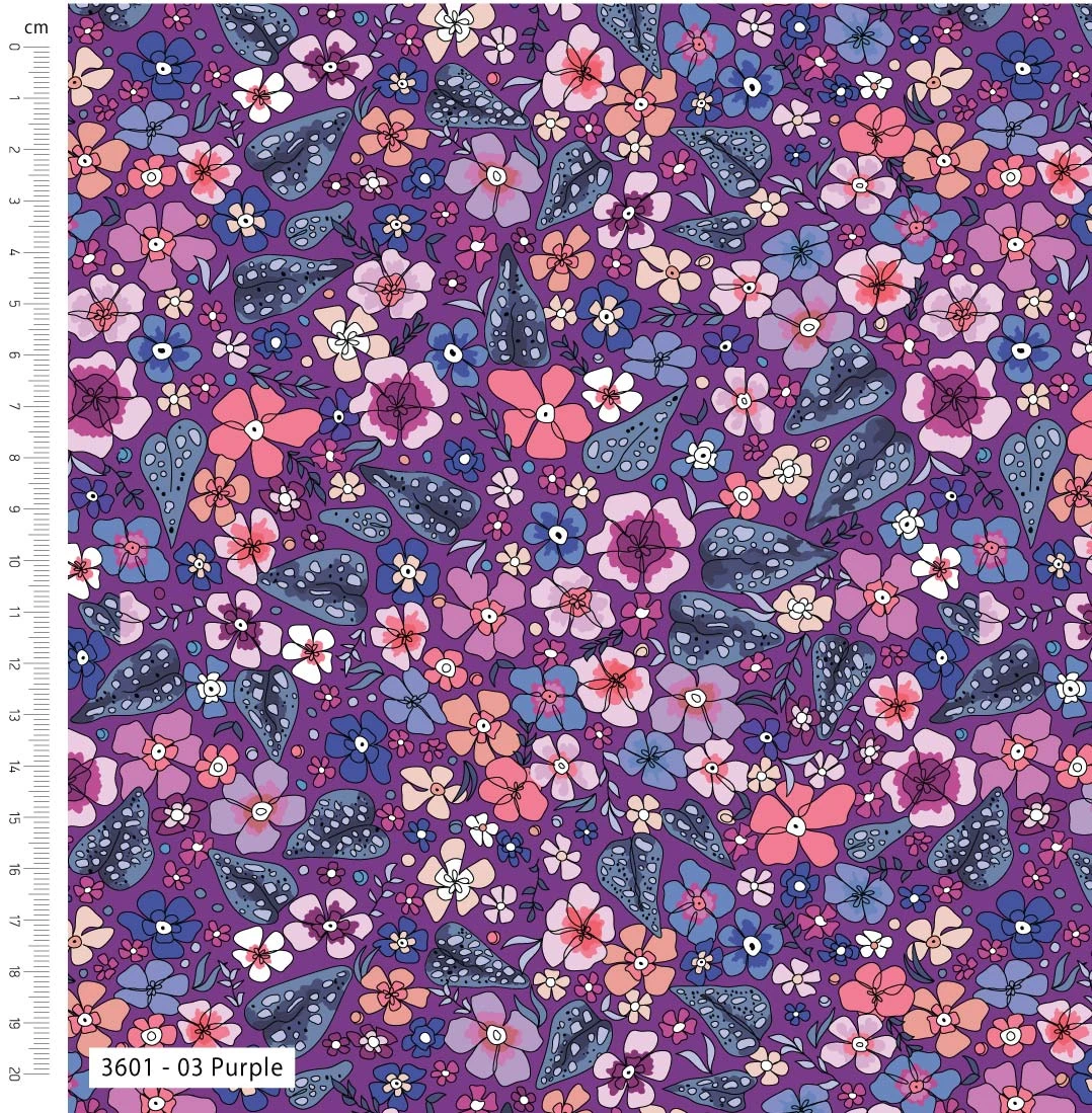 Rainbow Garden Organic Cotton Fabric, Purple 2 Rainbow Garden Organic Cotton Fabric, Purple - Image 2