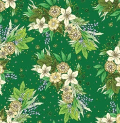 Rainbow Garden Organic Cotton Fabric, Green