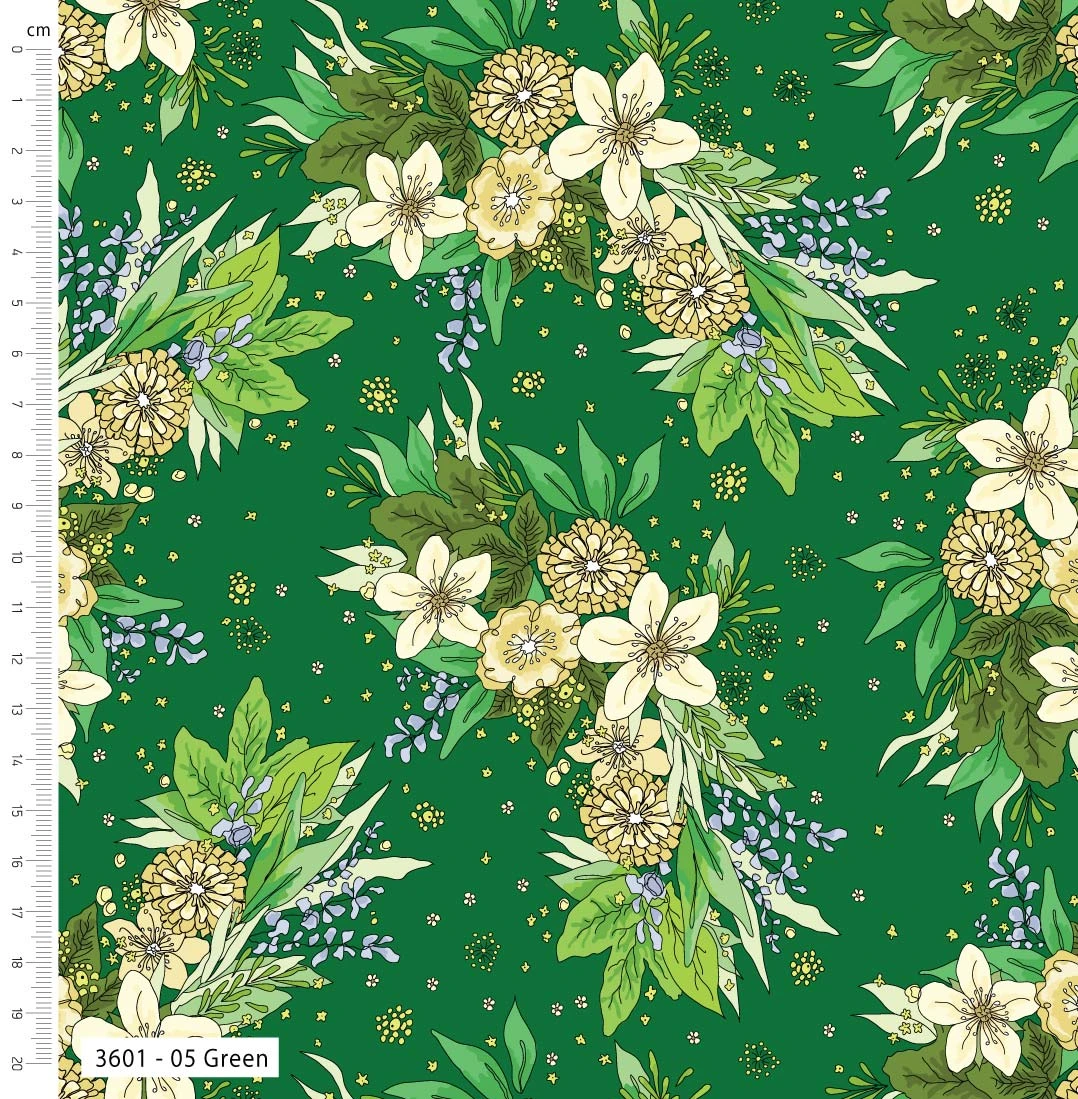 Rainbow Garden Organic Cotton Fabric, Green 2 Rainbow Garden Organic Cotton Fabric, Green - Image 2