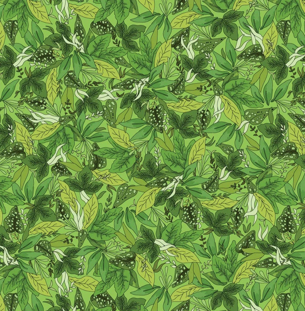 Rainbow Garden Organic Cotton Fabric, Lt Green 1 Rainbow Garden Organic Cotton Fabric, Lt Green