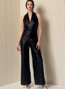 Vogue Pattern V1506 Sleeveless Wide Leg Jumpsuit