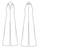 Vogue Pattern V1506 Sleeveless Wide Leg Jumpsuit -Jaycotts Shop V1506 lineart