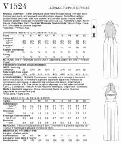 Vogue Pattern 1524 MISSES' JUMPSUIT -Jaycotts Shop V1524 envelope back