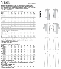 Vogue Pattern 1581 MISSES' TUNIC AND PANTS -Jaycotts Shop V1581 envelope back