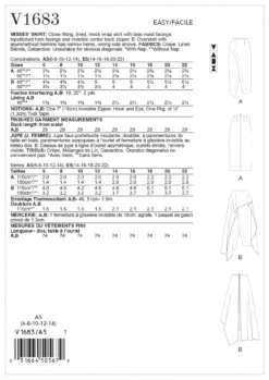 Vogue Sewing Pattern 1683 | Misses' Skirt 11 Vogue Sewing Pattern 1683 | Misses' Skirt -Jaycotts Shop V1683
