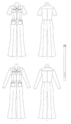 Vogue Sewing Pattern 1719 Jumpsuit And Belt 13 Vogue Sewing Pattern 1719 Jumpsuit And Belt -Jaycotts Shop V1719 line art