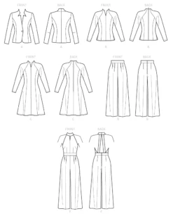 Vogue Sewing Pattern 1741 Jacket, Top, Dress, Pants And Jumpsuit -Jaycotts Shop V1741 line art