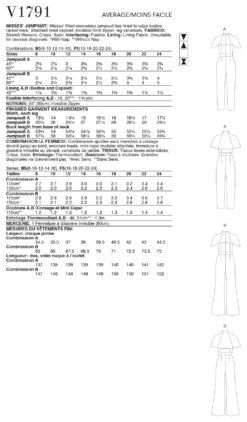 Vogue Pattern 1791 Misses' Jumpsuits -Jaycotts Shop V1791 envelope back