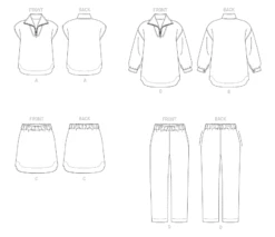 Vogue Sewing Pattern 1833 Misses' Top, Skirt And Pants 12 Vogue Sewing Pattern 1833 Misses' Top, Skirt And Pants -Jaycotts Shop V1833 line art