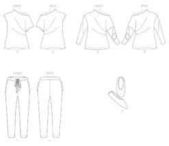 Vogue Sewing Pattern 1835 Misses' Pyjamas 14 Vogue Sewing Pattern 1835 Misses' Pyjamas -Jaycotts Shop V1835 line art