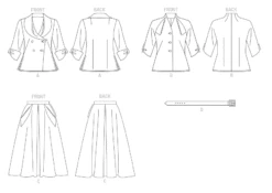 Vogue Vintage Pattern 1863 Misses' Blouse, Skirt And Belt -Jaycotts Shop V1863 line art