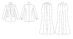 Vogue Sewing Pattern 1870 Misses' Jacket And Trousers -Jaycotts Shop V1870 line art