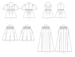 Vogue Sewing Pattern 1871 Misses' Tops, Shorts And Skirt -Jaycotts Shop V1871 line art