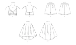 Vogue Sewing Pattern 1893 Summer Top, Shorts And Skirt -Jaycotts Shop V1893 line art