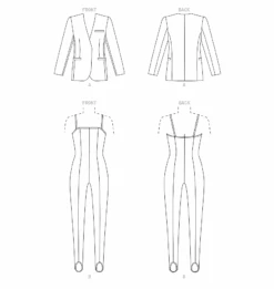 Vogue Sewing Pattern 1913 Misses' Blazer And Jumpsuit -Jaycotts Shop V1913 line art
