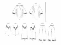 Vogue Sewing Pattern 1962 Robe, Camisole, Slip Dress And Pants -Jaycotts Shop V1962 line art