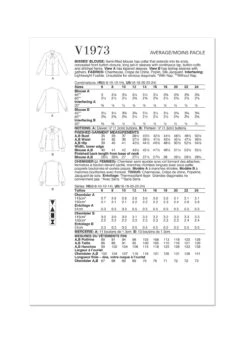 Vogue Sewing Pattern 1973 Misses' Blouse -Jaycotts Shop V1973 envelope back