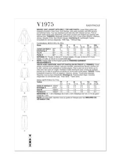 Vogue Sewing Pattern 1975 Dressing Gown And Loungewear -Jaycotts Shop V1975 envelope back