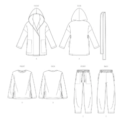 Vogue Sewing Pattern 1975 Dressing Gown And Loungewear -Jaycotts Shop V1975 line art