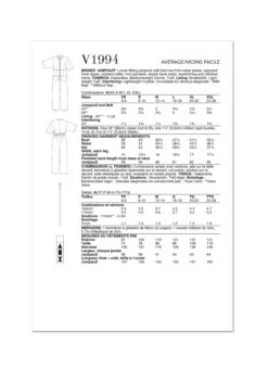 Vogue Sewing Pattern 1994 Misses' Jumpsuit By Rachel Comey -Jaycotts Shop V1994 envelope back
