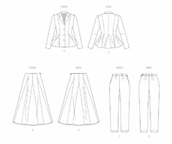 Vogue Sewing Pattern 2018 Skirt And Trouser Suits -Jaycotts Shop V2018 line art