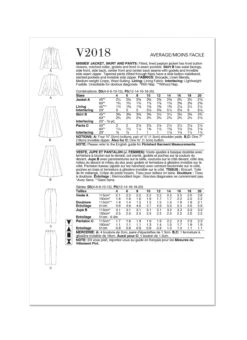 Vogue Sewing Pattern 2018 Skirt And Trouser Suits -Jaycotts Shop V2018 envelope back