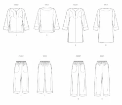 Vogue Sewing Pattern 2019 Misses' Lounge Sets By Marcy Tilton -Jaycotts Shop V2019 line art