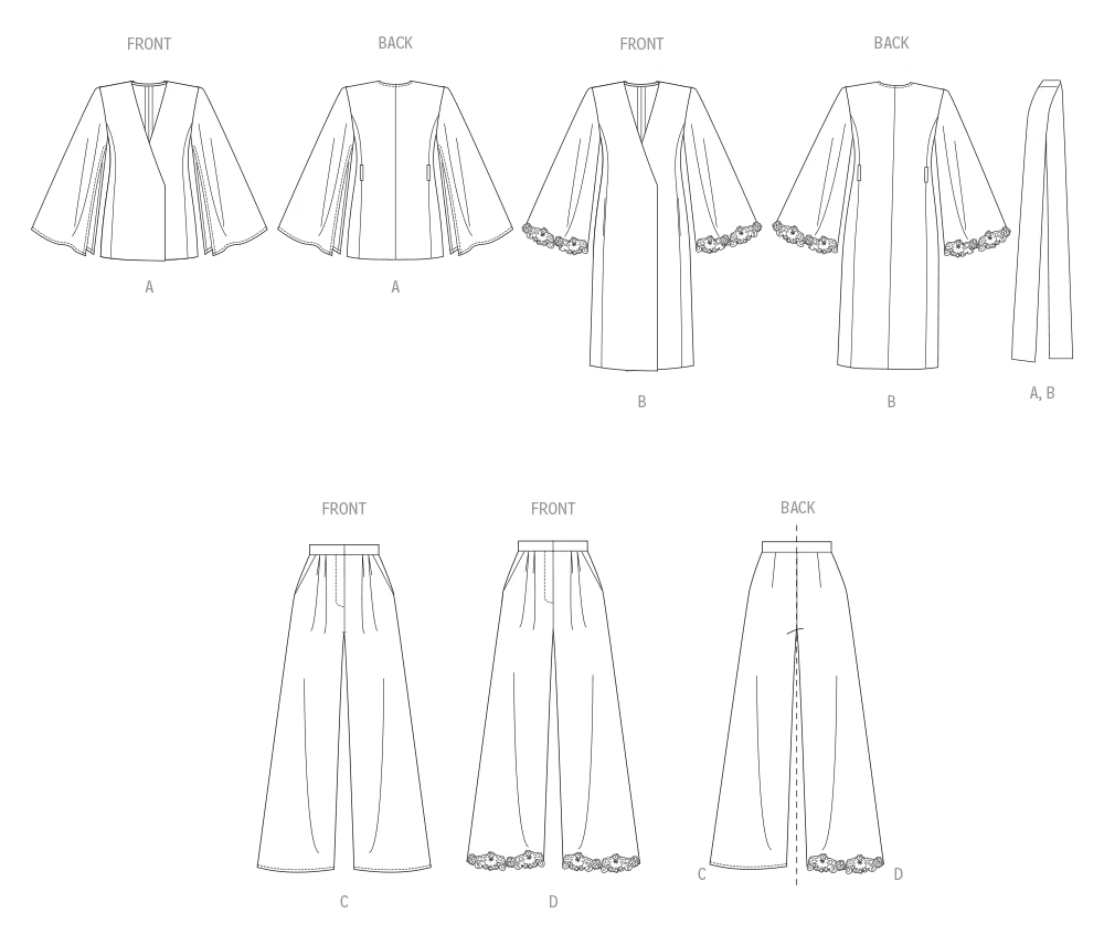 Vogue Sewing Pattern 2020 Misses' Lounge Top, Robe And Pants 5 Vogue Sewing Pattern 2020 Misses' Lounge Top, Robe And Pants - Image 5