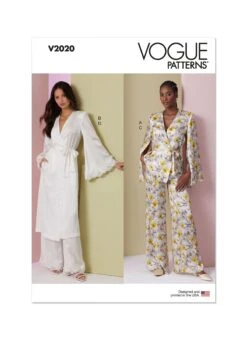 Vogue Sewing Pattern 2020 Misses' Lounge Top, Robe And Pants 11 Vogue Sewing Pattern 2020 Misses' Lounge Top, Robe And Pants -Jaycotts Shop V2020 envelope front