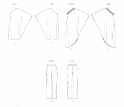 Vogue Sewing Pattern 2021 Misses' One Shoulder Dress And Pants 10 Vogue Sewing Pattern 2021 Misses' One Shoulder Dress And Pants -Jaycotts Shop V2021 line art