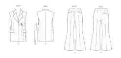 Vogue Sewing Pattern 2036 Vest And Pants -Jaycotts Shop V2036 line art