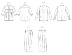 Vogue Sewing Pattern 2039 Unisex Shirt And Pants -Jaycotts Shop V2039 line art