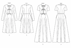 Vogue Sewing Pattern 2044 Dress With Sleeve And Length Variations -Jaycotts Shop V2044 line art
