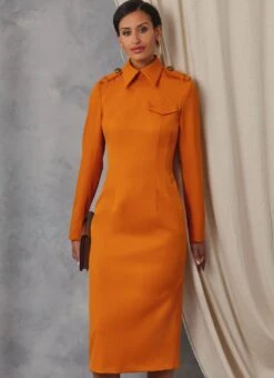 Vogue Sewing Pattern 2045 Dress With Collar And Sleeve Variations -Jaycotts Shop V2045 02