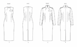 Vogue Sewing Pattern 2045 Dress With Collar And Sleeve Variations -Jaycotts Shop V2045 line art